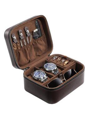 Men Travel Watch Box Organizer Jewelry Storage Case PU Leather Portable